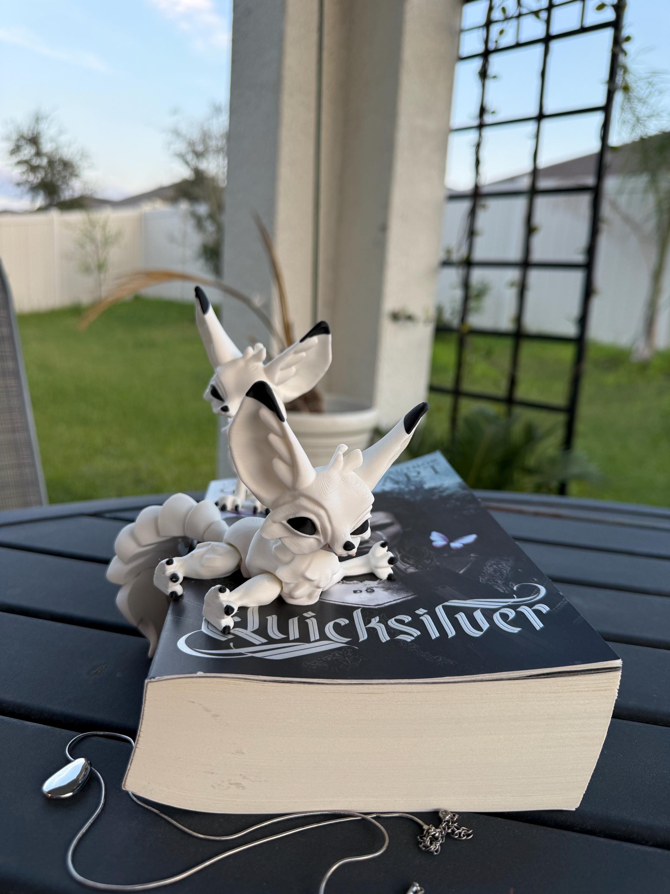 White Fennec Fox Articulated 3D Print Desk Decor Book Shelf Decor