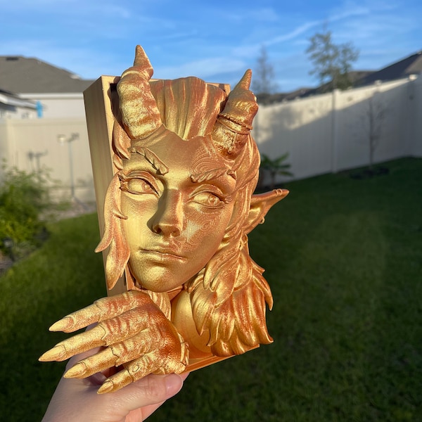 Fairy Book Nook 3D Printed Choose Color Fantasy Book Shelf Decor Book End 4x8 Horror Devil