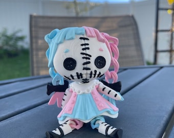 Creep Doll Articulado 3D Impreso Voodoo Doll Escritorio Decoración Horror Goth Fidget Espeluznante Lindo