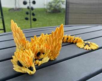 Dragon tournesol articulé, impression 3D, jouet cadeau, décoration