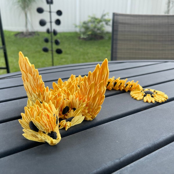 Sunflower Dragon Articulating 3D Print Gift Toy Decor
