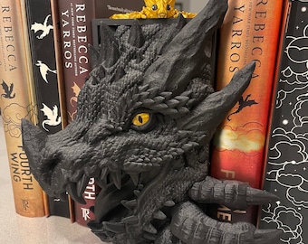 Dragon Book Nook 3D Printed Choose Color Fantasy Horror Book Shelf Decor Book End 4x8