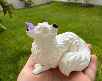 White Fox with Butterfly | Bookshelf decor