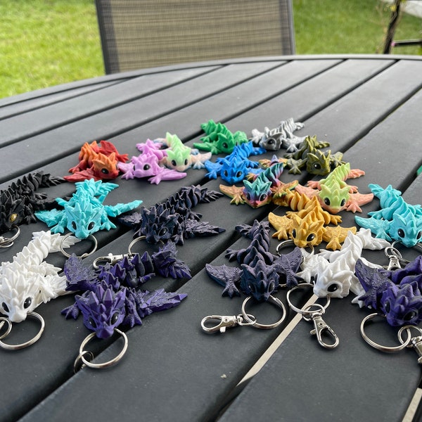 3D Print Dragon Keychain Customizable Pick your Color and Style Fidget Toy Gift Bag Decor