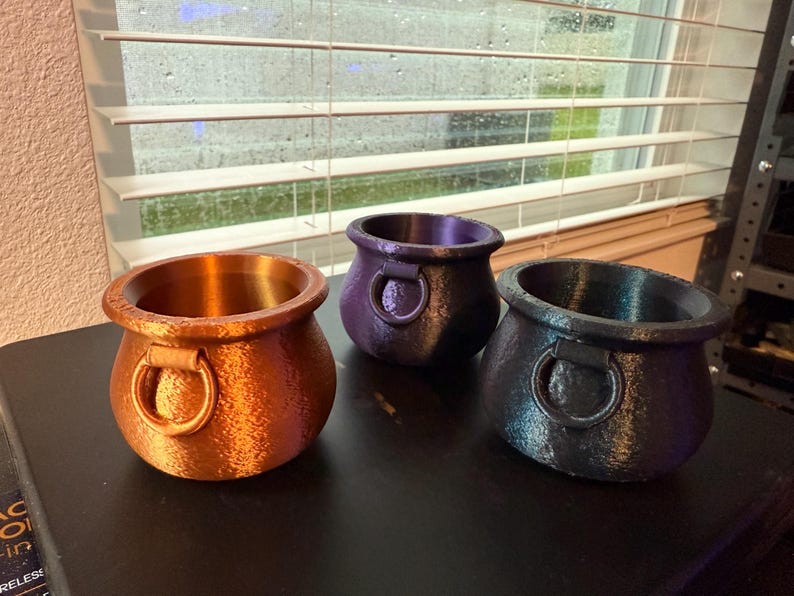 Cauldron Tealight Holder Bookshelf Decor Cute Spooky Decor 3d printed image 8