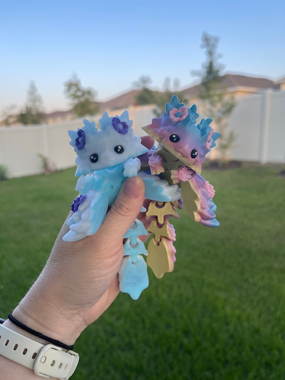 Cute Mini Kosha Axolotl Flower Dragon 3D Print - Customizable