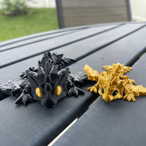 Mini Black & Gold Combo 3d Print Articulating Dragons