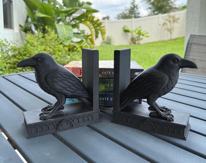 Raven Book Ends Fantasy Book Shelf Decor