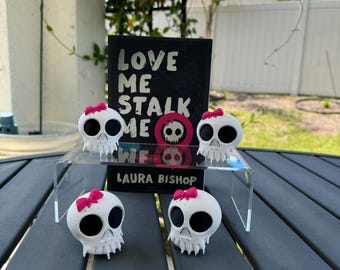 Love Me Stalk Me Skull Figure | Officially Licensed with Author Laura Bishop | Bookshelf Decor Bookish Merch