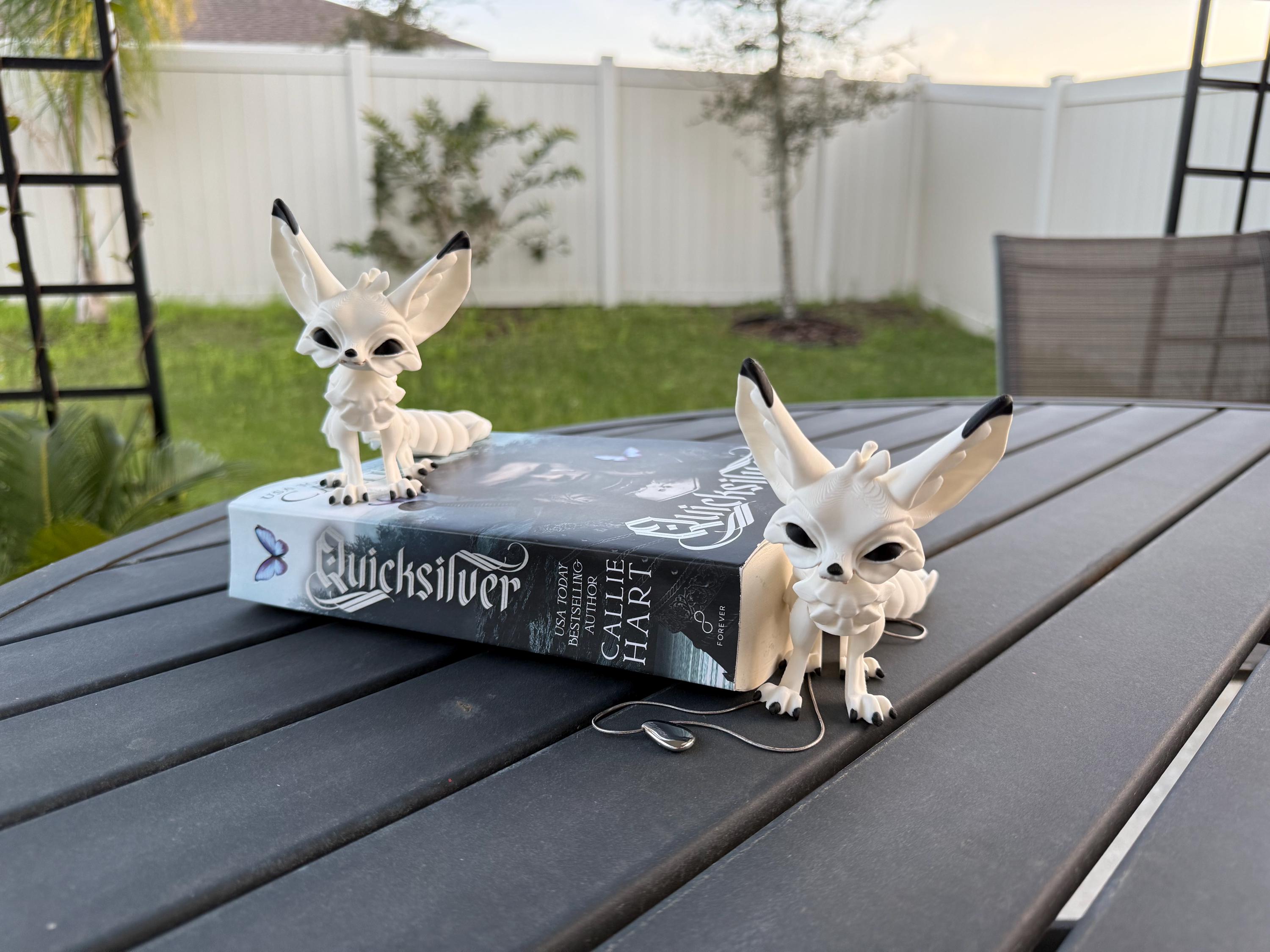 White Fennec Fox Articulated 3D Print Desk Decor Book Shelf Decor