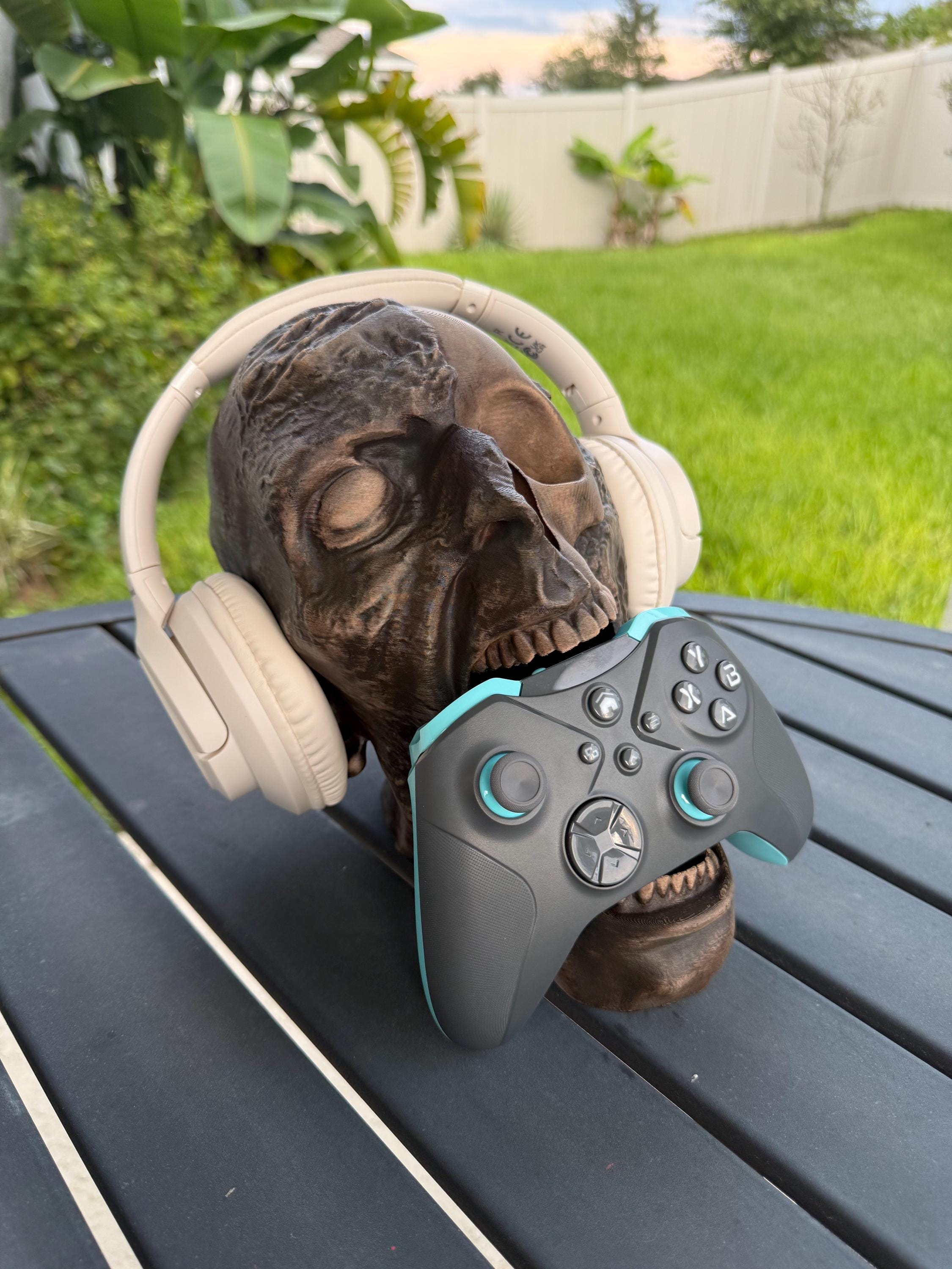 Zombie Skull Headphone and PS5 or Xbox Controller Holder | Decor