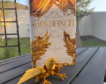 Golden Finch Articulating 3d Print Bookshelf Decor