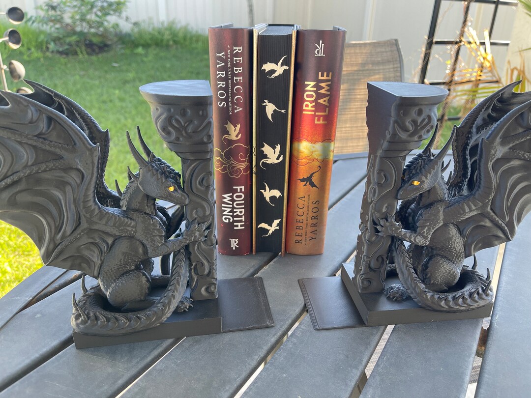 Dragon Book Ends 3D Printed Choose Color Fantasy Book Shelf Decor Book