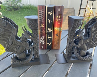 Dragon Book Ends 3D Printed Choose Color Fantasy Book Shelf Decor Book End Single or Pair