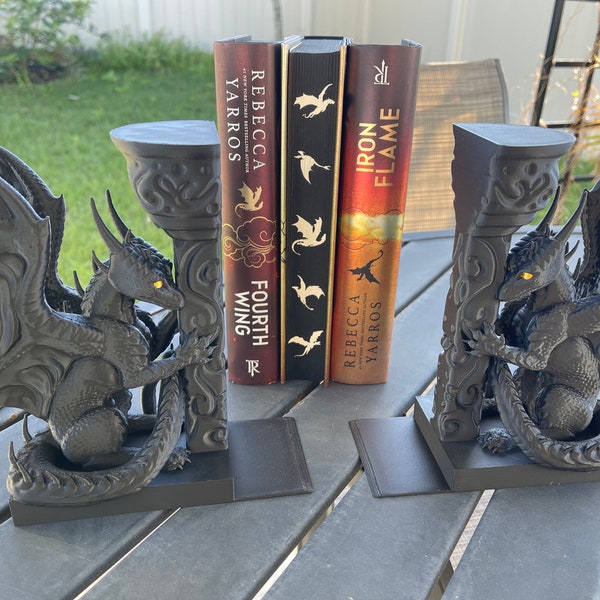 Dragon Book Ends 3D Printed Choose Color Fantasy Book Shelf Decor Book End Single or Pair