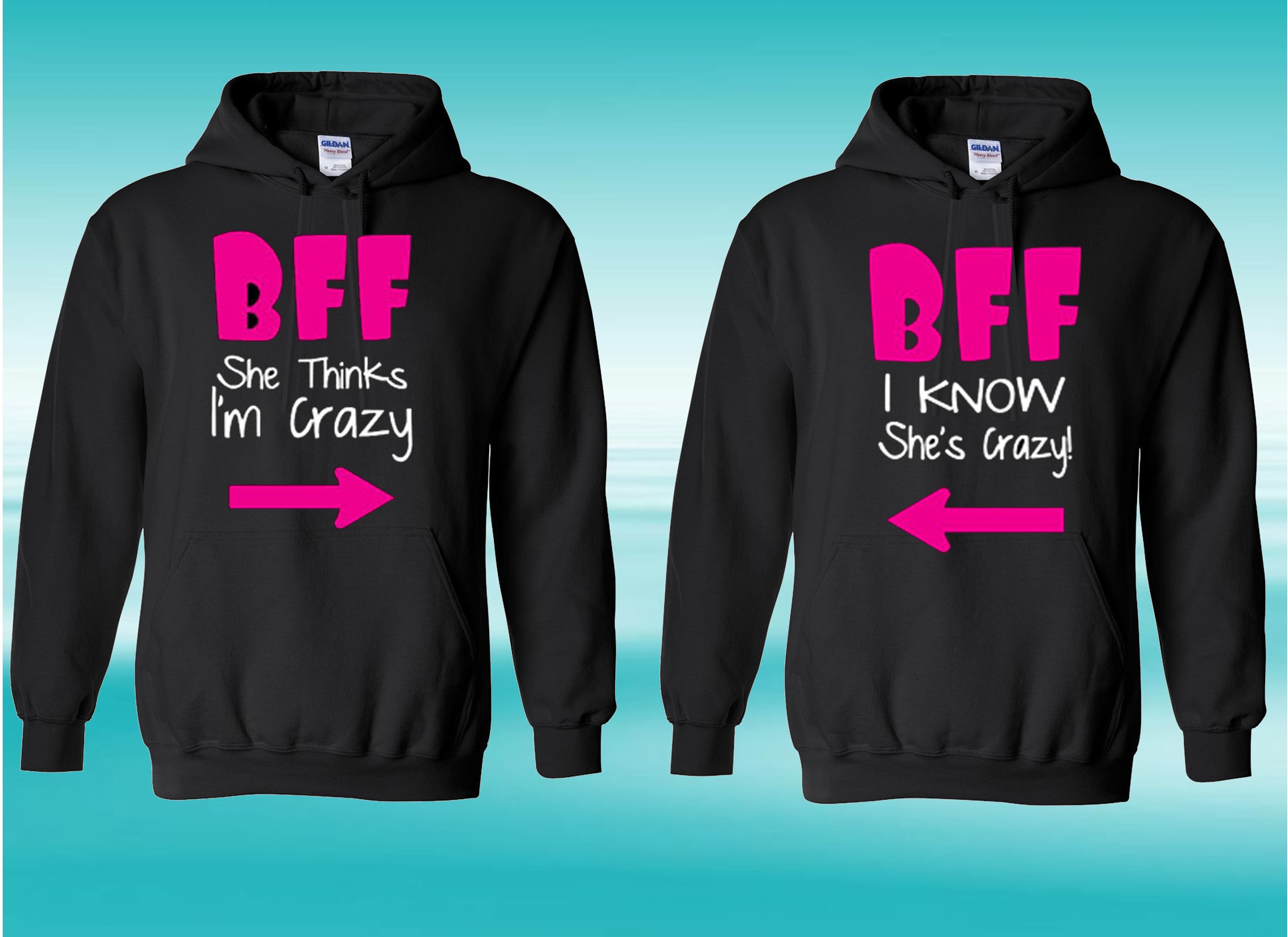 BFF Best Friends Matching Hoodies Crazy Friends Matching Etsy