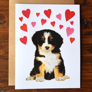 Bernedoodle Puppy Anniversary/Valentine Watercolour Greeting Card, Hand-Painted Watercolour Dog Anniversary Card/Valentine Card