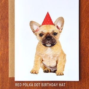 Carte de voeux aquarelle d'anniversaire de chiot bouledogue français, carte d'anniversaire de chien aquarelle peinte à la main