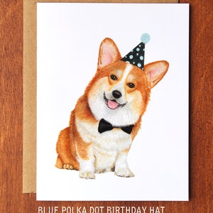 Carte de voeux aquarelle d'anniversaire de corgi, carte d'anniversaire de chien aquarelle peinte à la main