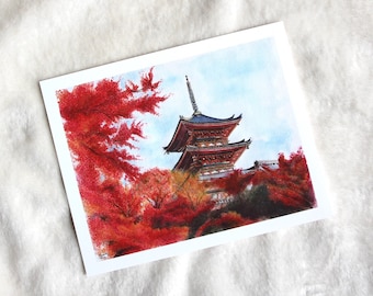 Kyoto Watercolour Art Print, Japan Travel Art Print