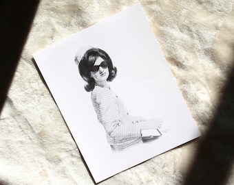 Jackie Kennedy Art Print, Jackie Kennedy Hand-Drawn Art Print, Jackie O Art Print