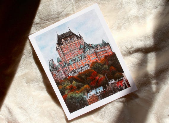 Château Frontenac Watercolour Art Print, Quebec City Art Print, Canada Travel Art Print