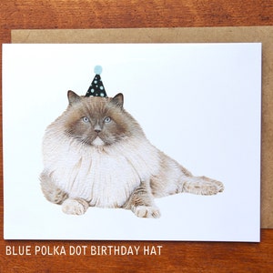 Carte de voeux aquarelle d'anniversaire Ragdoll, carte d'anniversaire chat aquarelle peinte à la main
