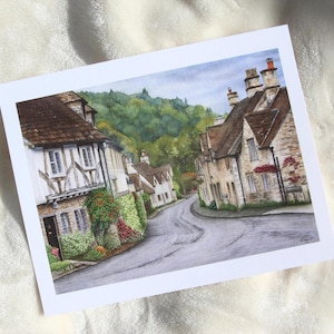 Cotswolds Watercolour Art Print, England Watercolour Art Print, England Art Print, Travel Art Print, Architecture Art Print