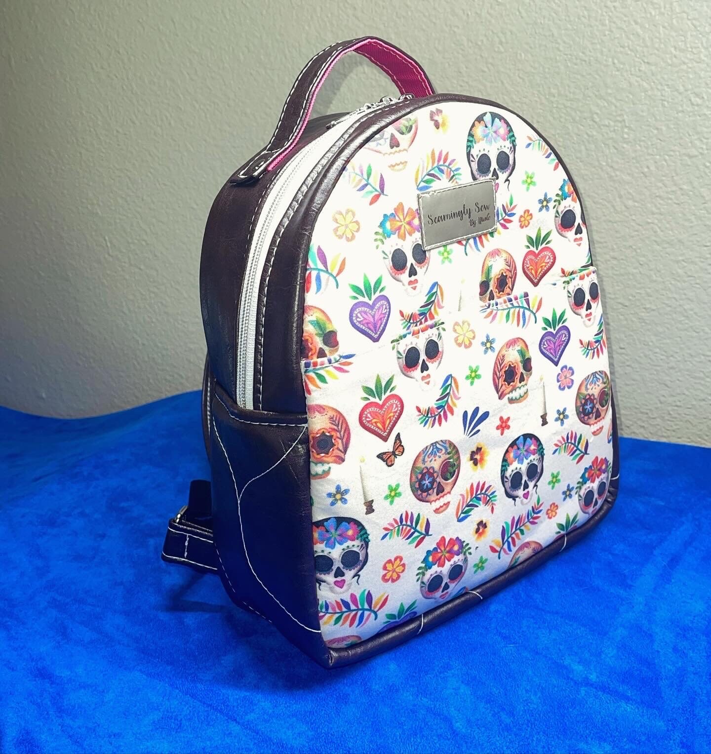 Girls White Sugar Skull Studded Mini Backpack Cowgirl Trendy Day of the Dead Purse Sugar Skull Bag Studded  main image 2