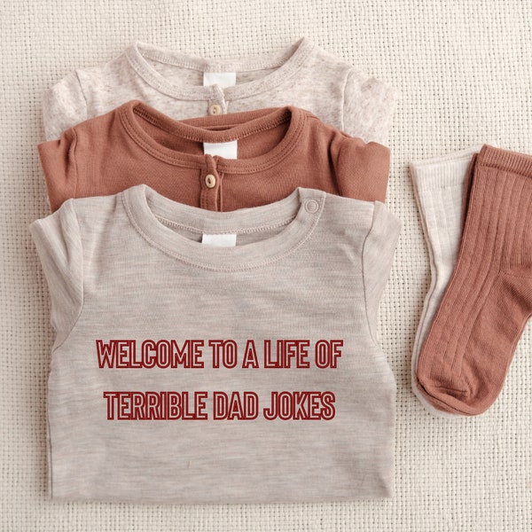 Welcome to a life of terrible dad jokes, New Born Baby Gift, Baby Boy Clothes, Baby Girl Bodysuit, Baby Girl Clothes, Baby Boy Bodysuit