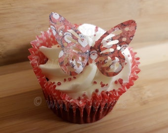 30 PRE CUT Christmas Santa Xmas Edible Butterflies Butterfly Cupcake Toppers