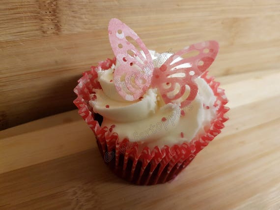 STAND UP Edible Decorations Wafer Cup Cake Toppers 24 x Leopard Print Hearts