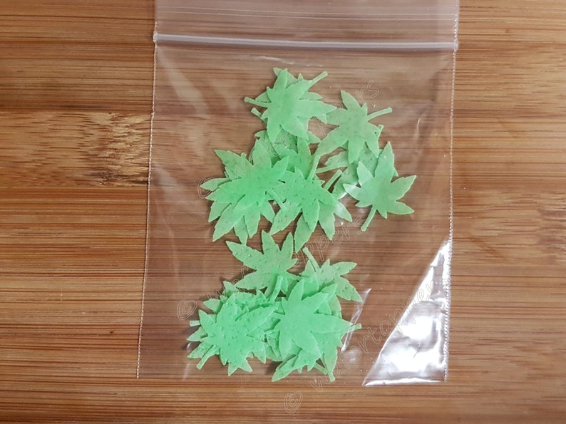 36 Edible Cannabis Leaf Wafer Cupcake Toppers Cake Decorations Precut with Free Postage image 2