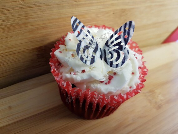 24 Edible Zebra Print Butterflies Cupcake Toppers Wafer Paper Etsy