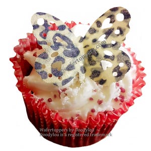 24 Edible Leopard Print Butterfly Cupcake Toppers Large Wafer Animal Skin Pattern Butterflies For Cake Decorations Precut Ready To Use