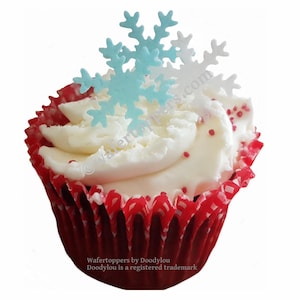 36 Edible Snowflake Cupcake Toppers Wafer Christmas Snow Flake Cake Decorations Choice Of Colours Precut Ready To Use