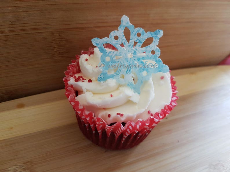 12 Edible Large Snowflake Cupcake Cake Topper Decorations Etsy