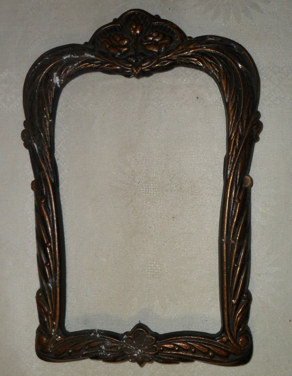Vintage Brass Mirror Frame Ornate On Wall 1950s Copper Vintage Brass Mirror Frame Ornate On