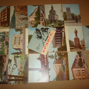 Briansk des années 1960. Héros de la ville de Russie. Ensemble complet soviétique de 16 cartes postales photo couleur vintage russe 1967 vintage URSS Photos anciennes Брянск russe