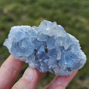 High Grade Celestite Cluster –  Madagascar Raw Blue Celestite Crystal – High Vibe Healing Stone For Third Eye Activation 124g