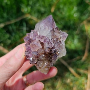 Rare Deep Purple Amethyst Spirit Phantom Quartz Cluster South Africa/Galactic Purple Spirit Quartz Point 98g 2.5"×1.5"