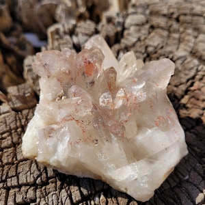 Red Hematite Phantom Quartz Cluster/Harlequin Healing Crystal/Natural Raw Fire Quartz Specimen/Transformation Healing Stone 136g