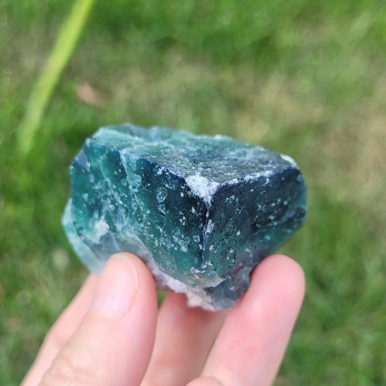 Rare Large Cube Fluorescent Green Blue Purple Fluorite Madagascar/UV Reactive Fluorite Cubes Specimen 76.6g 1.5"×1.25"