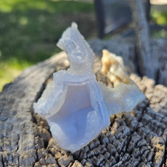 Unique Shape Etched Blue Lace Agate Malawi, Raw Healing Crystals For Anxiety, Soothing Throat Chakra Stone, 65.5g