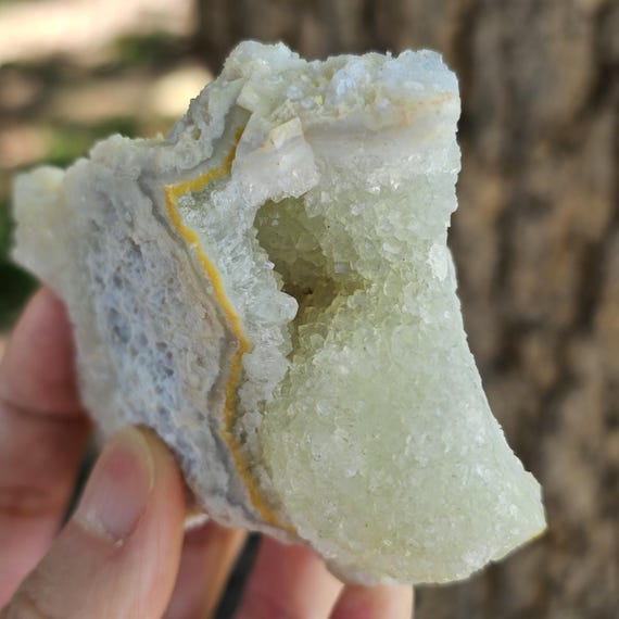 Etched Blue Lace Agate with Druzy Quartz, Green Dolomite Specimen from Malawi, Raw Healing Crystals For Anxiety