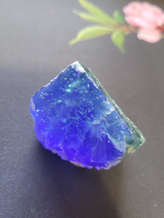 Madagascar Fluorite Large Cube - UV Reactive Blue Green Purple Fluorescent Specimen - 76g