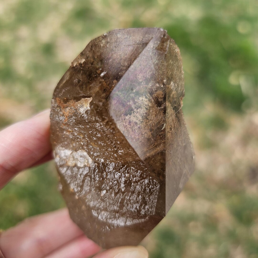 Etched Rocks Protection Smoky Phantom Quartz With Rainbow | High Vibration Etched Crystal for ...