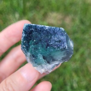 Rare Large Cube Fluorescent Green Blue Purple Fluorite Madagascar/UV Reactive Fluorite Cubes Specimen 76.6g 1.5"×1.25"