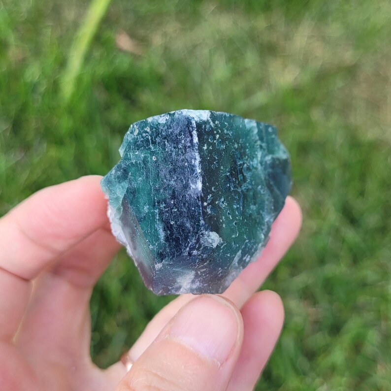 Rare Large Cube Fluorescent Green Blue Purple Fluorite Madagascar/UV Reactive Fluorite Cubes Specimen 76.6g 1.5"×1.25"