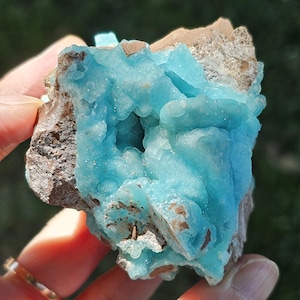 High Grade Hemimorphite Crystal Congo, Botryoidal Hemimorphite Collectable Specimen, Ocean Blue Throat & Third Eye Activation Stone 147.5g
